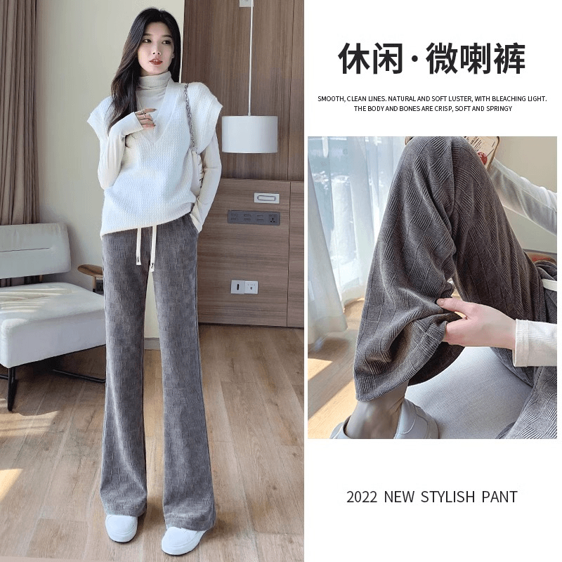 O.U.W 微喇裤女高腰秋冬2023新款修身喇叭裤垂感马蹄裤显瘦拖地裤