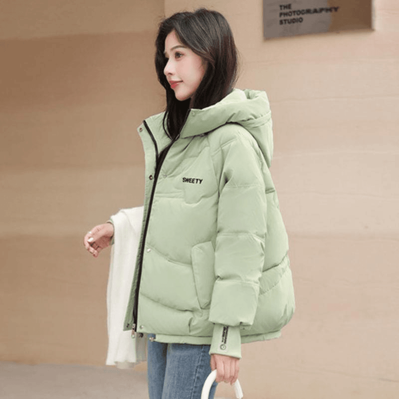 波司登流沙免洗羽绒服女冬季新款小个子短款白鸭绒面包服连帽外套