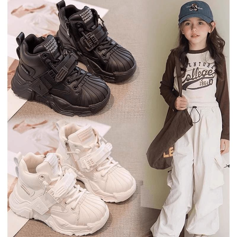 正品季回力休女童冬季儿童休闲小白运动鞋中大童贝壳头高帮老爹鞋