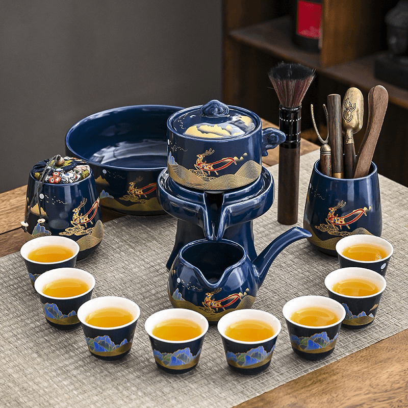 [店促88折]高档茶具套装功夫茶懒人自动石磨创意旋转茶壶冲泡茶器