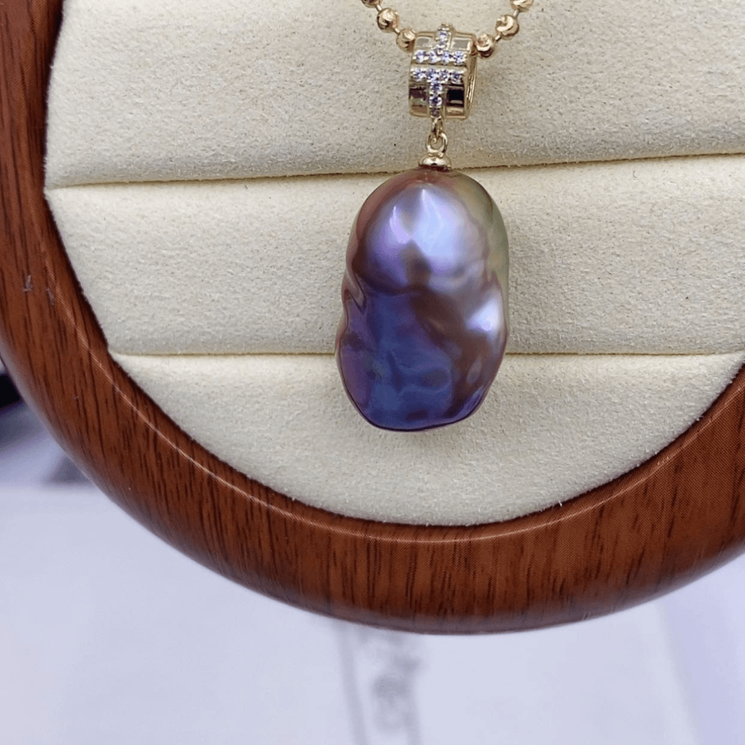 【闪购商品】淡水珍珠吊坠(不含链)银S925镀金镶嵌糯***?