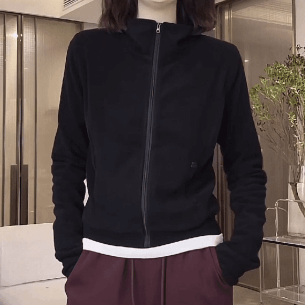 德绒立领开衫外套女宽松休闲显瘦百搭色设计感简约口袋拉链卫衣