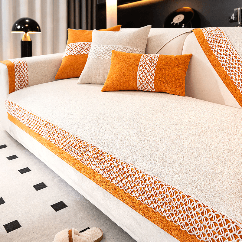 2023新款奶油风沙发垫四季通用防滑皮沙发坐垫雪尼尔假发罩盖布