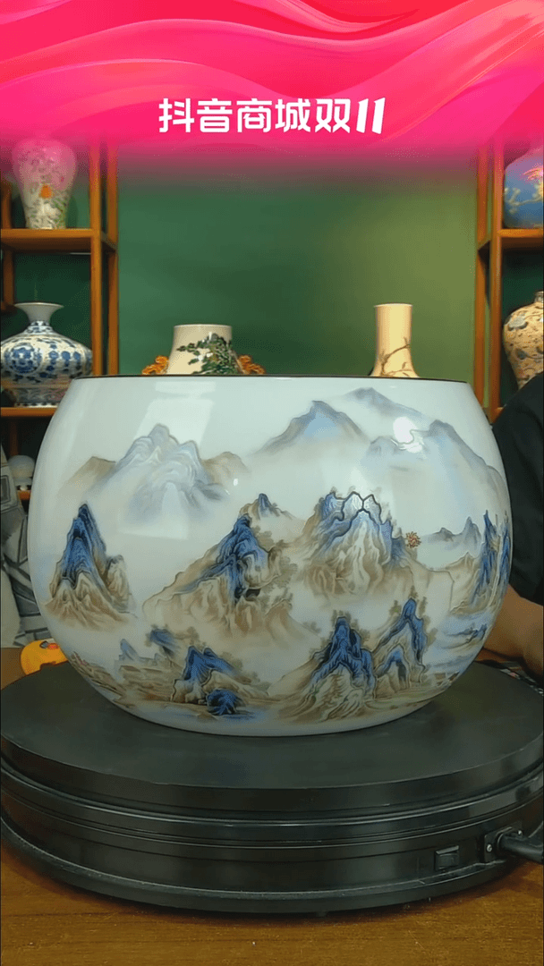 【闪购商品】陶瓷摆件用****2千里江山聚宝盆