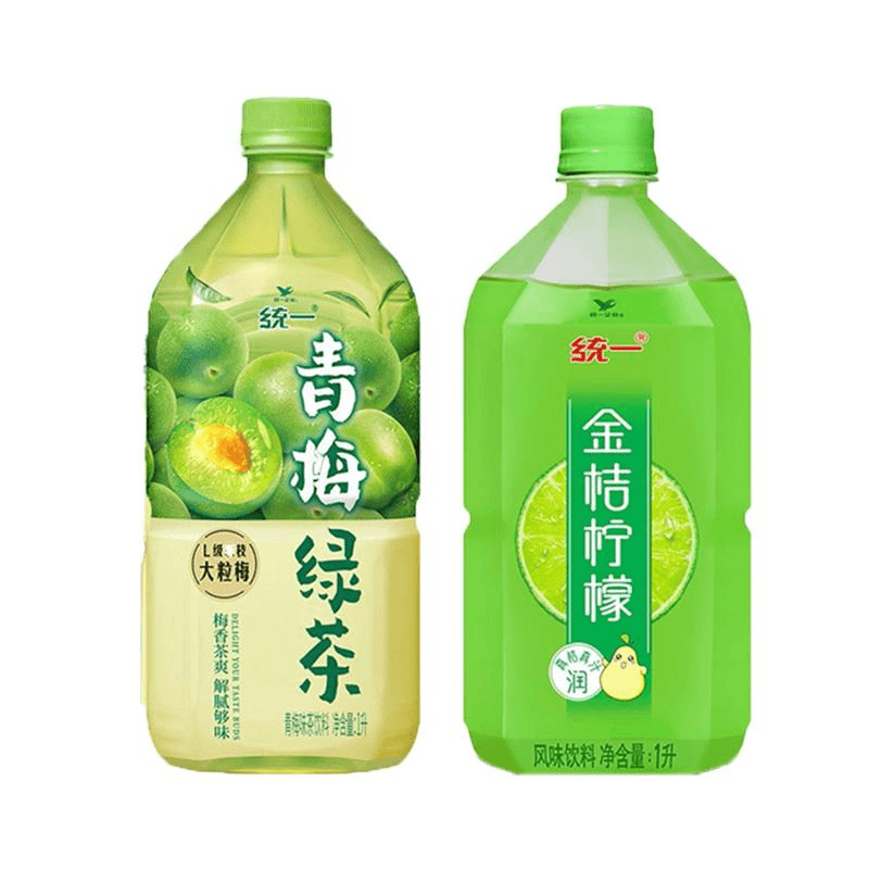 统一青梅绿茶金桔柠檬饮料批夏季解腻果味茶饮料饮品1L*2瓶