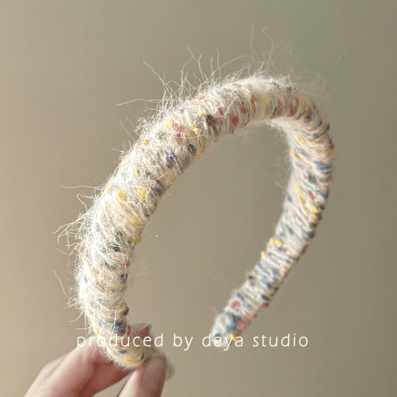 奶芙糖豆甜美法式毛线发箍小香风轻奢高级感小众设计可爱ins发卡