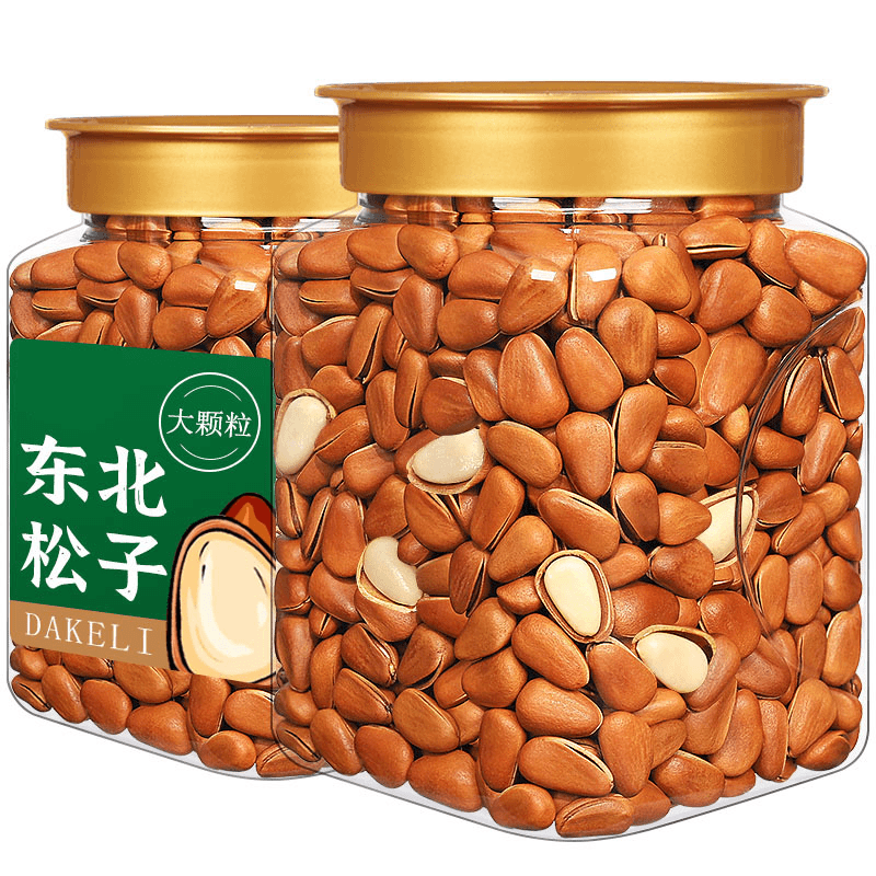 江南见【直播】新货大颗粒东北红松子250g原味500g罐装坚果年货零食