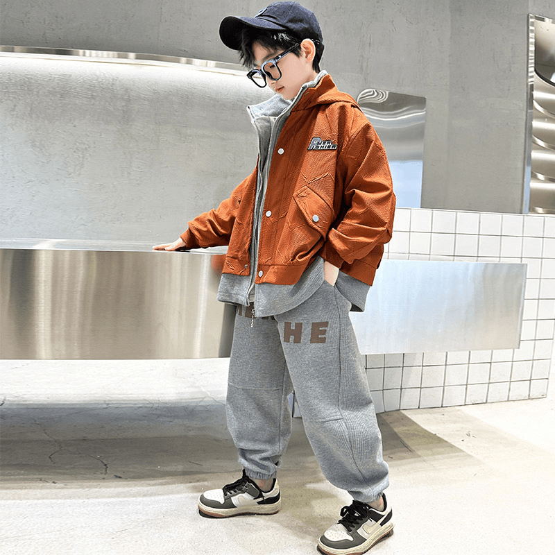 男童秋季套装2023年新款洋气中大童春秋时髦男孩儿童秋装两件套潮