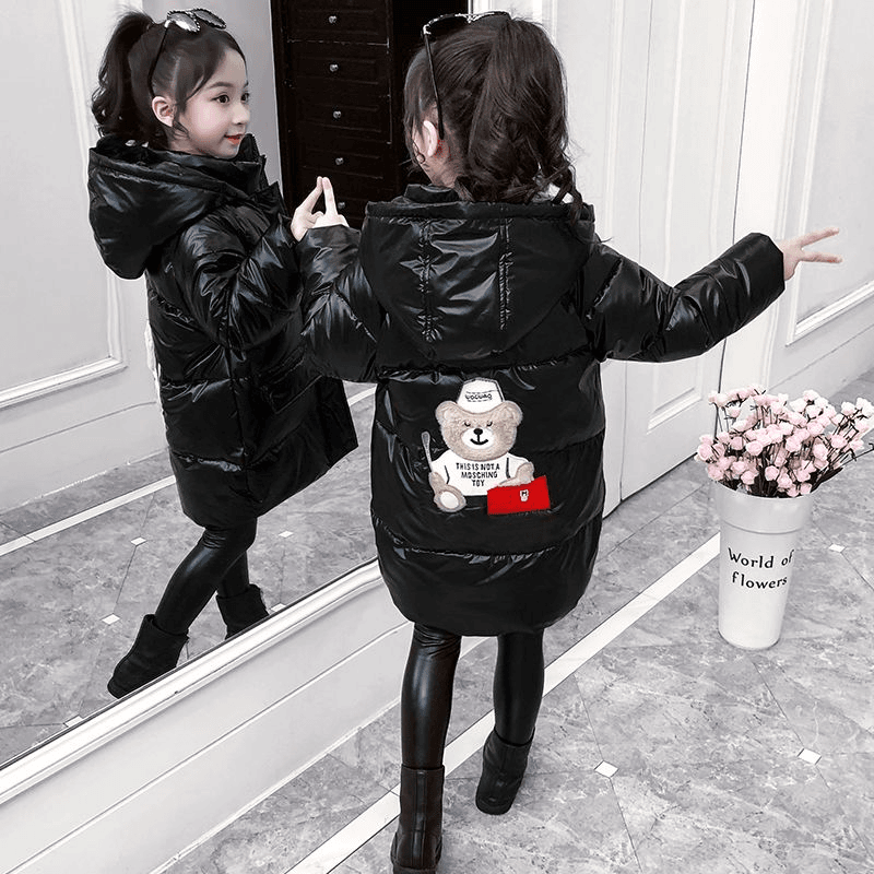 2024新品女童袄冬装新款洋气中大童免洗羽绒服加厚宝宝中长款