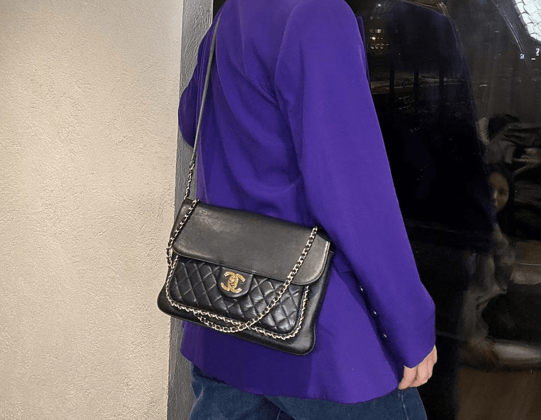 95新 Chanel/香奈儿 送中检/香奈儿黑金滚边翻盖包
