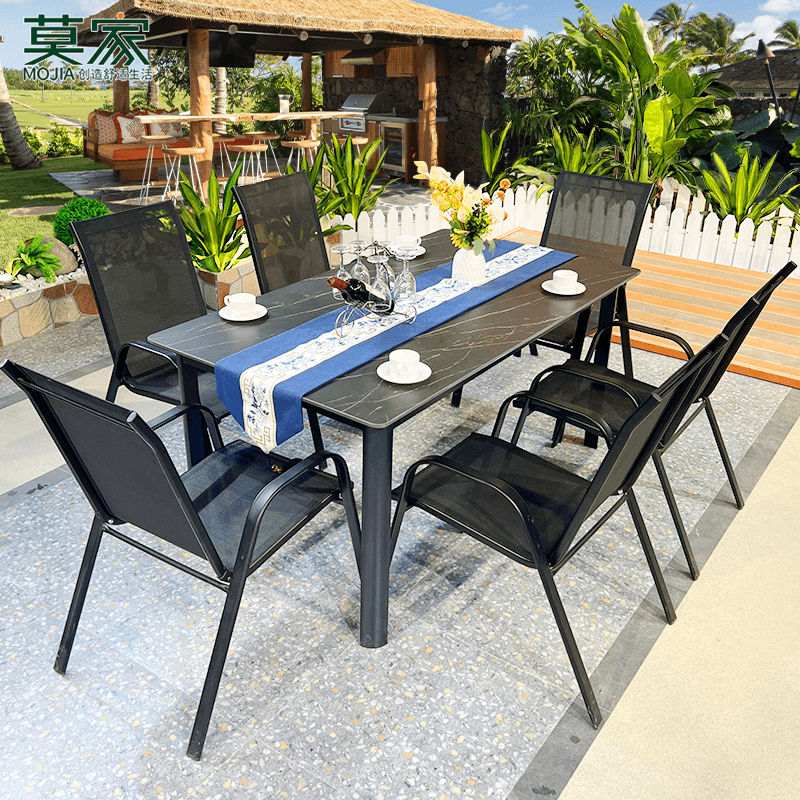 【莫家品牌】户外岩板桌椅室外庭院露台防水防晒简约阳台休闲组合