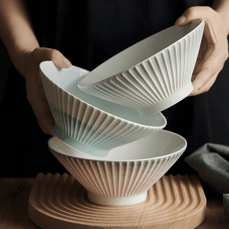 （单只）七英寸/八英寸 泡面碗陶瓷复古斗笠浮雕高级感高颜值