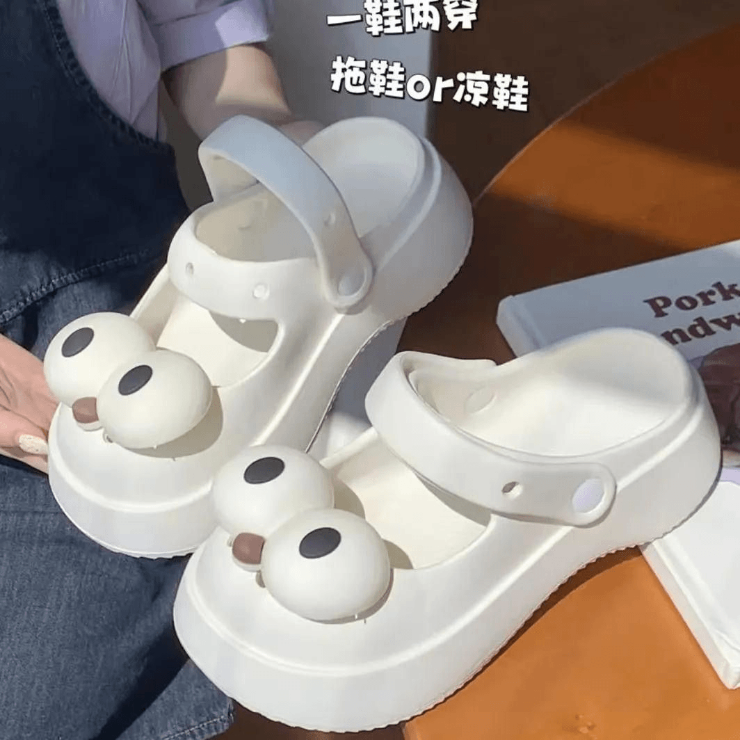 外穿厚底拖鞋搞怪趣味大眼洞洞鞋男女夏夏季踩屎感情侣凉拖鞋
