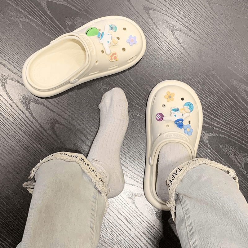 奶呼呼洞洞鞋女外穿玉桂狗diy凉拖鞋包头百搭平底可湿水沙滩鞋女