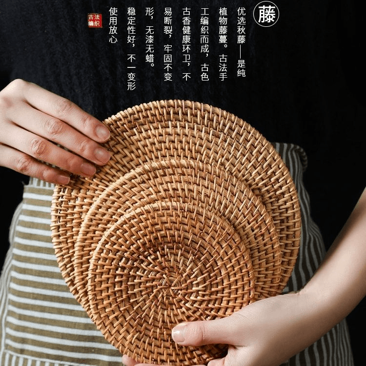藤编隔热垫子家用防烫锅垫碗垫耐高温餐桌垫耐热盘子垫杯垫茶壶托