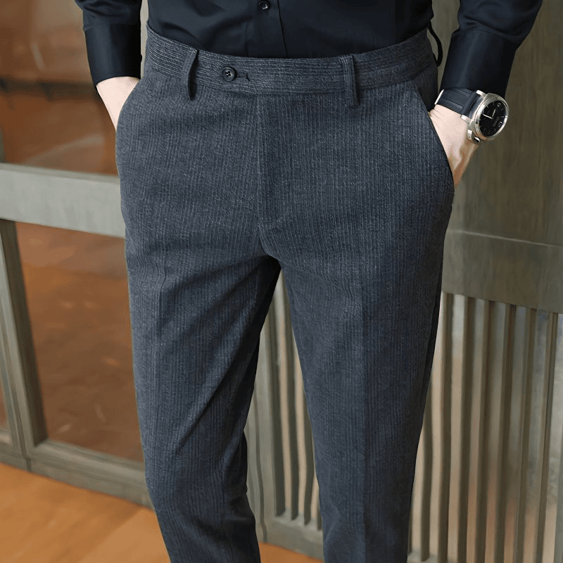 【小扬哥推荐】秋冬季轻奢商务毛呢西裤男修身细条纹裤子正装秋冬