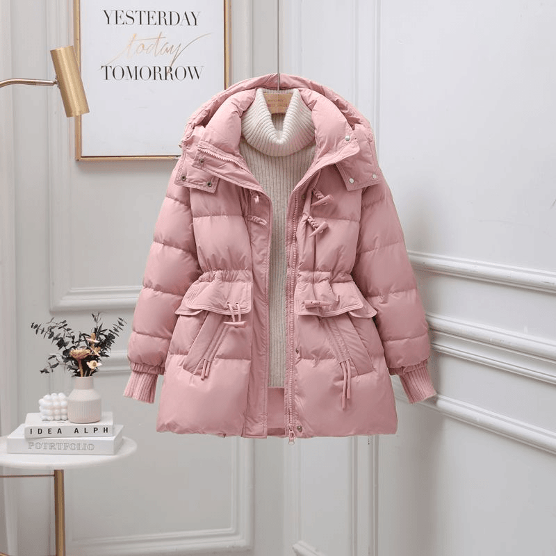 小个子羽绒服女短款收腰显瘦白鸭绒牛角扣2023年新款爆款外