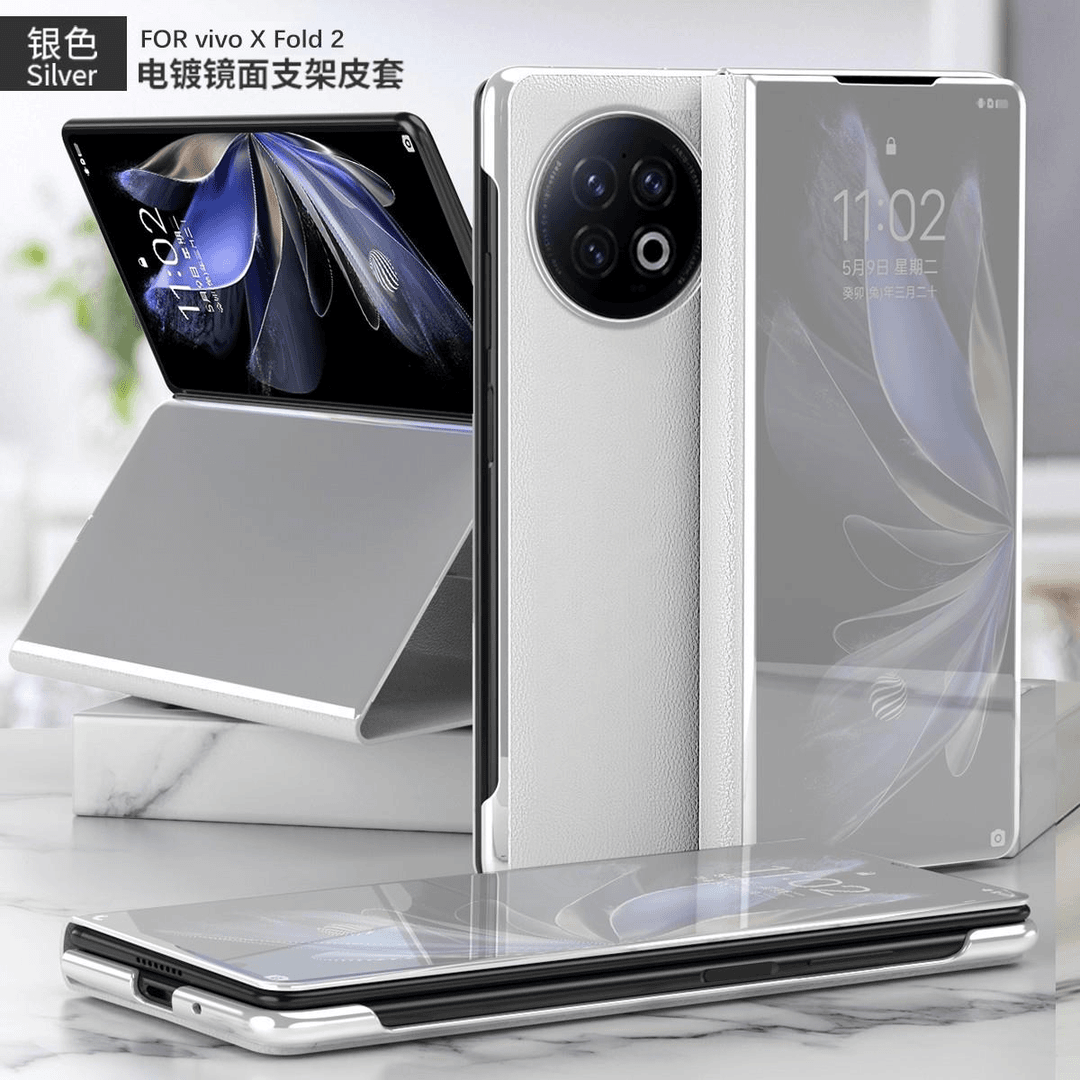原装正品vivoxfold2手机保护壳新款vivoxfold+电镀镜面翻盖保护套