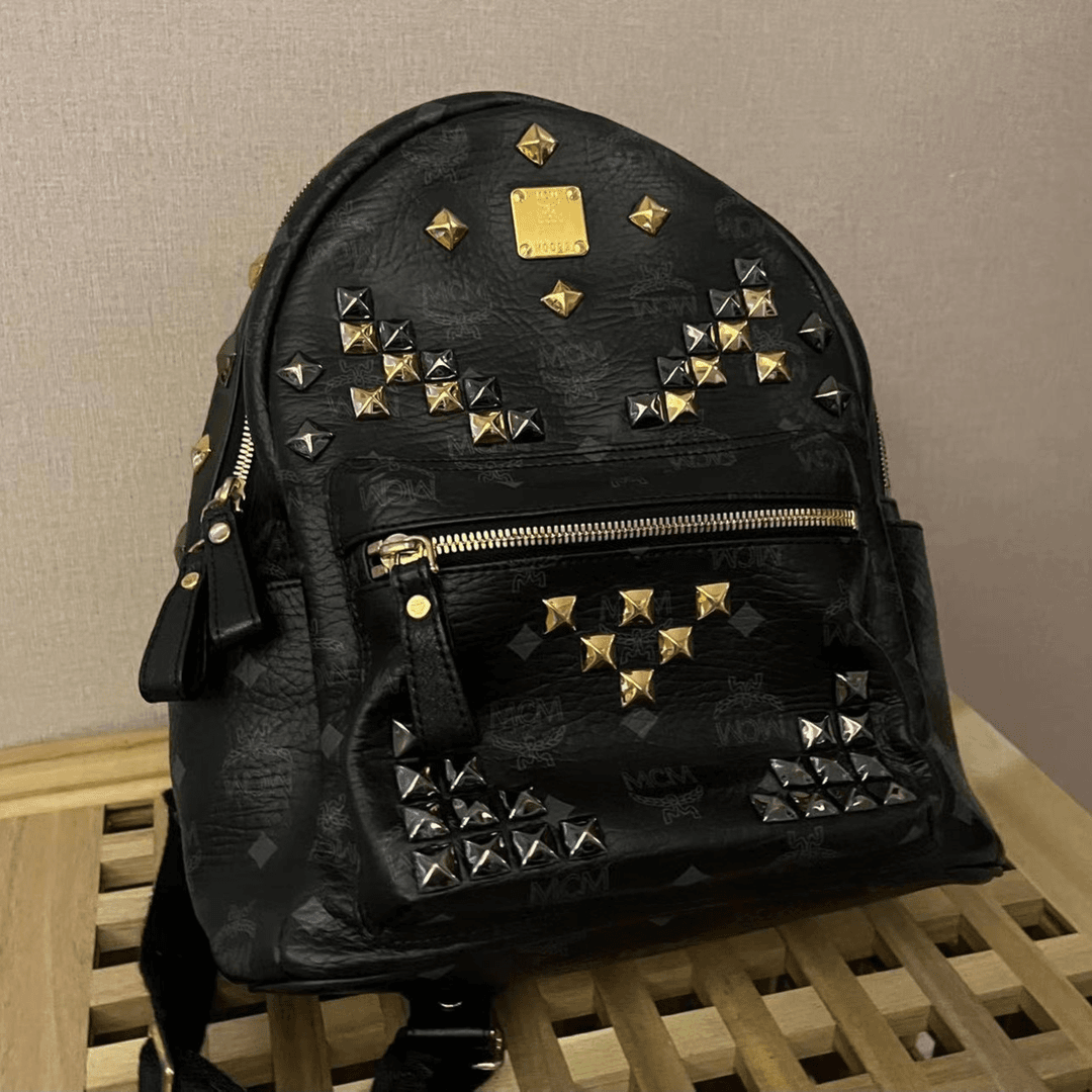 95新  一泽奢品/ MCM/黑色 双肩包 背包/Y0001