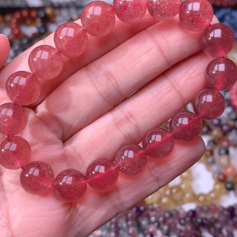 【闪购商品】石英质玉手链未镶嵌?**～草莓晶11