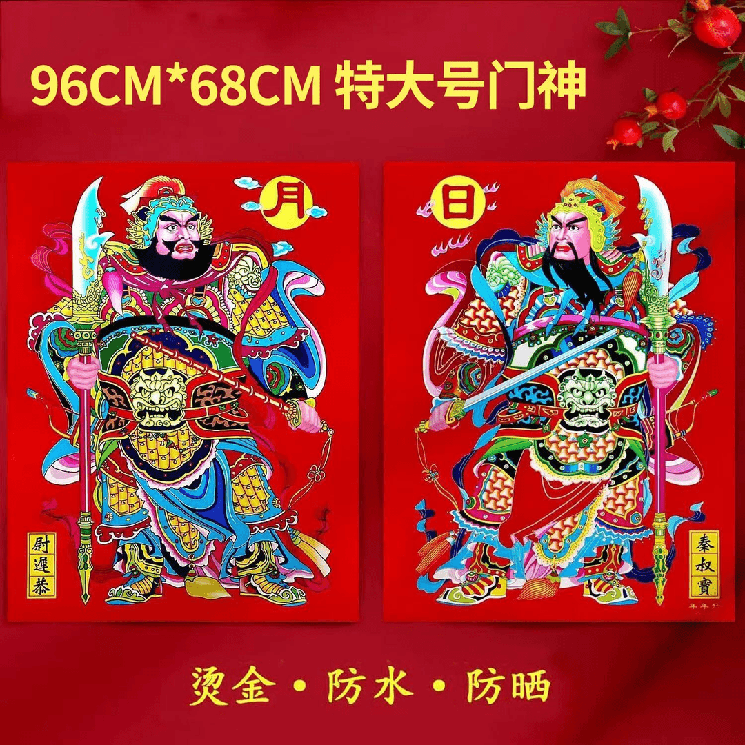 2024新春门神门贴画烫金铜版纸防水家用尉迟恭秦叔宝新年门神