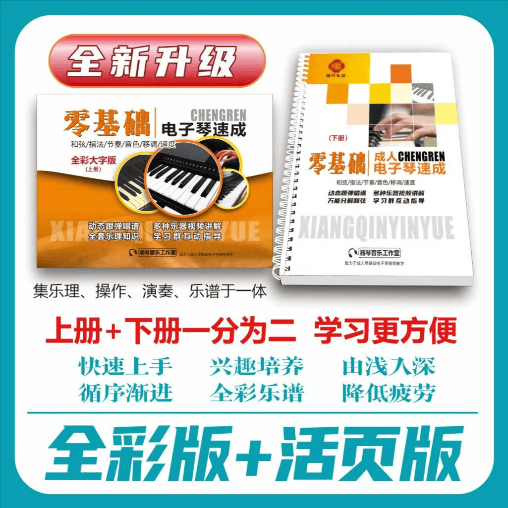 湘琴音乐零基础电子琴速成 指法 和弦教材加歌谱