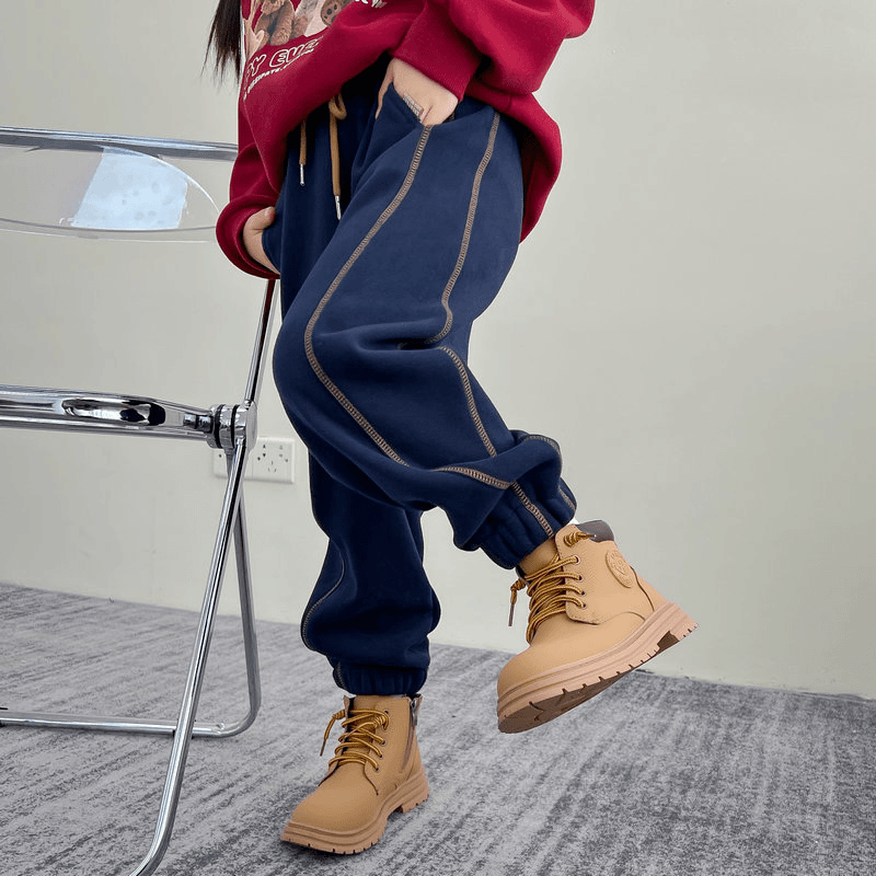 K22983女童一体绒裤子秋冬装儿童外穿休闲长裤加绒加厚运动裤卫裤