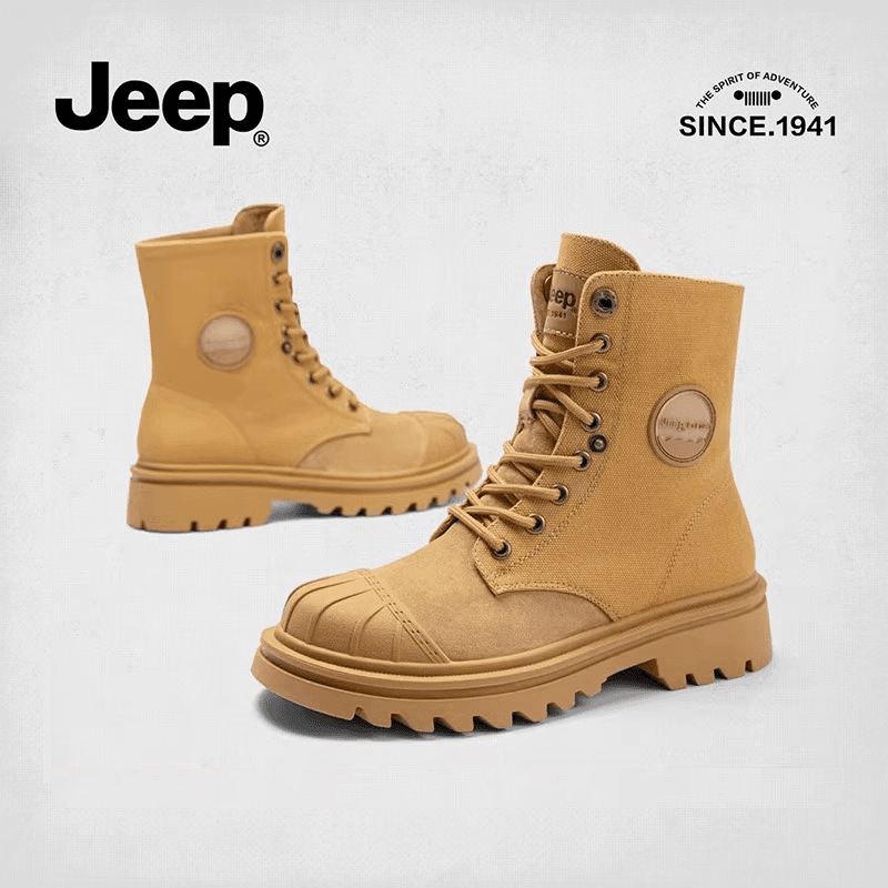 Jeep/吉普英伦风马丁靴女两穿高帮徒步登山靴2023厚底增高工装靴