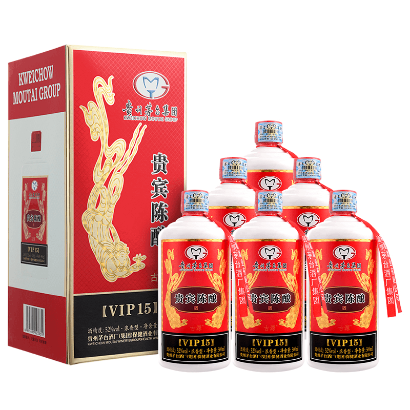 贵州茅台集团贵宾陈酿vip15白酒2017年老酒收藏52度500ml*6