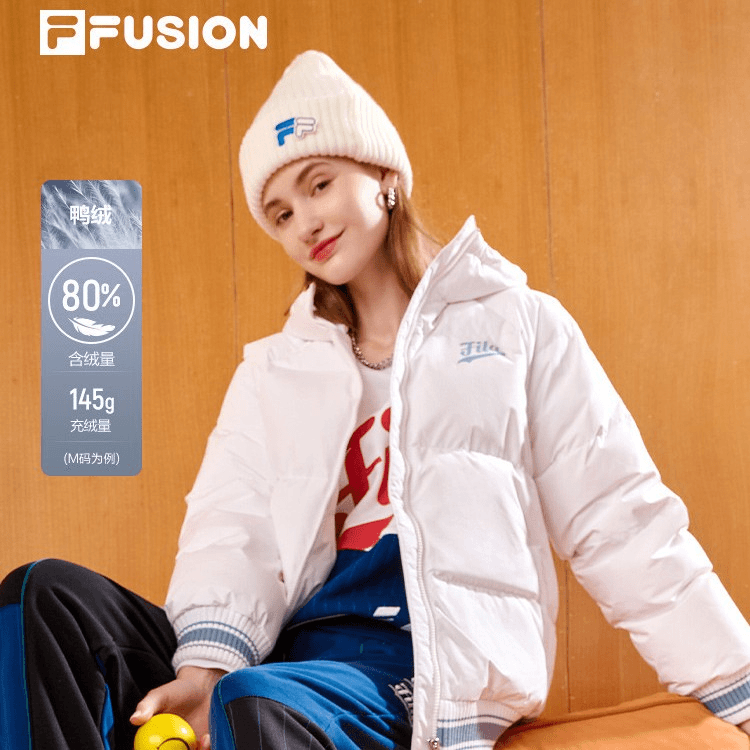 FILA FUSION斐乐百搭显瘦羽绒服冬季保暖时尚连帽潮流T11W242904F