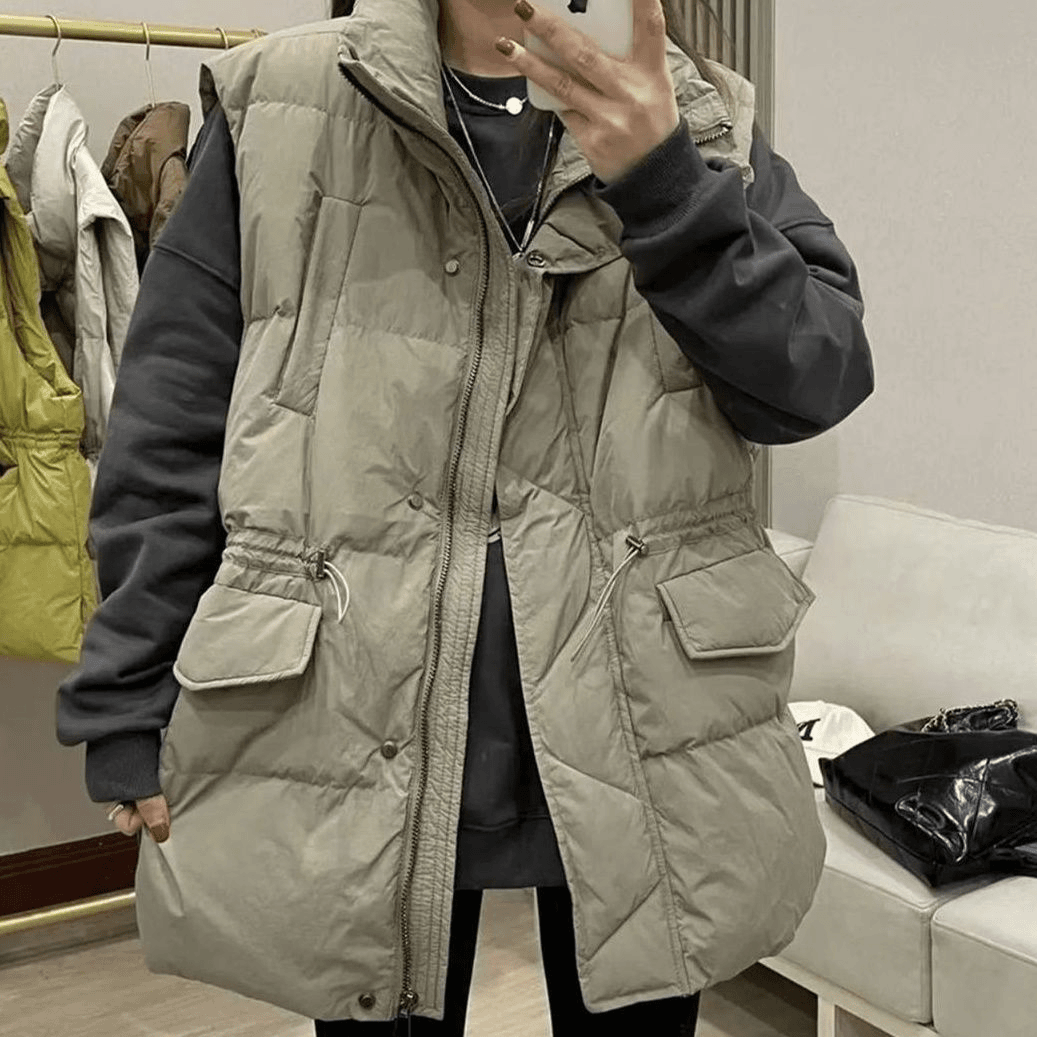 秋冬款特大码300斤胖mm中长款外穿羽绒服马甲女秋冬潮宽松马夹背