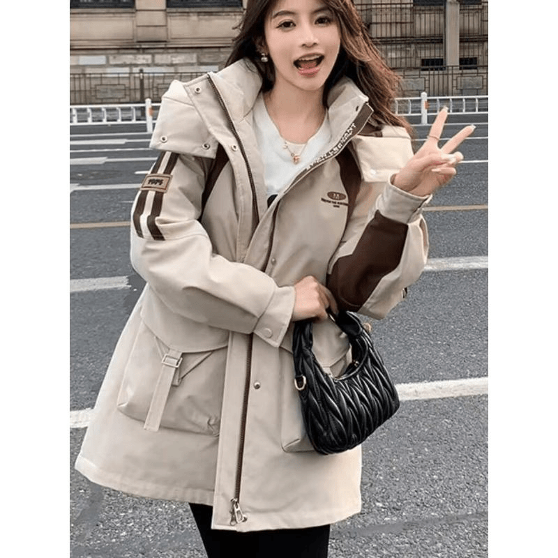 中长款羽绒服外套女2023冬季新款韩版时尚收腰显瘦羽绒派克服上衣