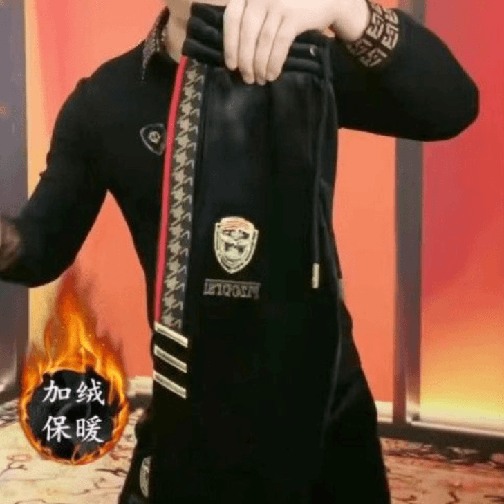 2023欧货高档新款男士裤子秋冬款金丝绒百搭束脚卫裤潮男时尚长裤