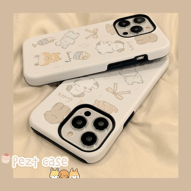 简约可爱小狗苹果15promax二合一菲林手机壳iPhone14/13/12/xs8p