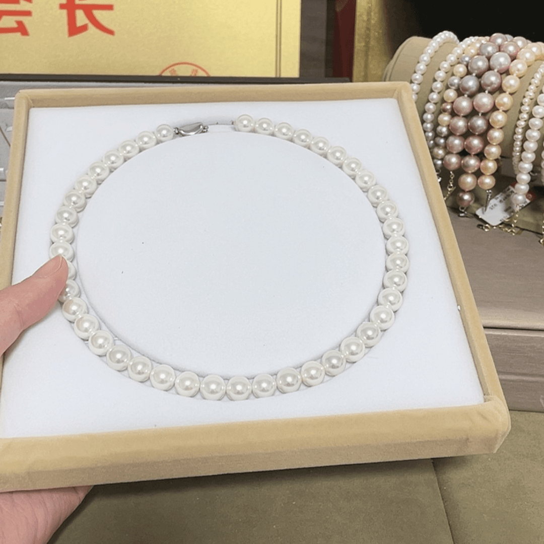 【闪购商品】淡水珍珠颈饰未镶嵌9-10mm白色天然淡水无核珍珠