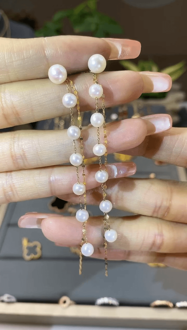 【闪购商品】淡水珍珠耳坠18K金镶嵌18k金珍珠耳坠