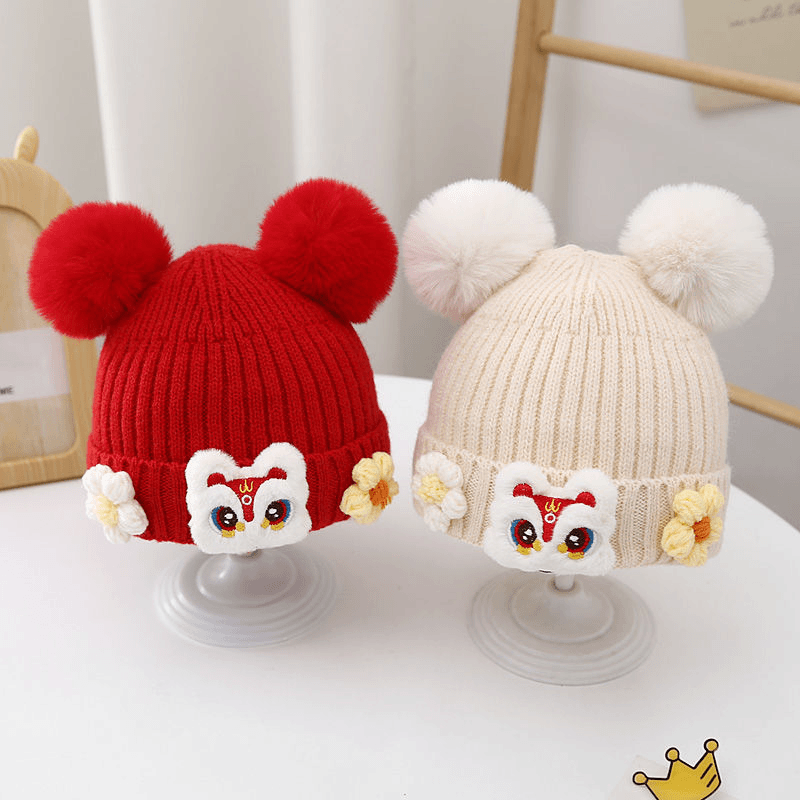 龙萌婴儿帽子秋冬季毛线帽可爱小兔子护耳保暖男宝宝女童加厚冬天