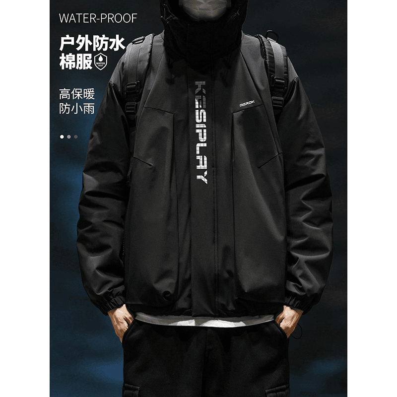 冬季个性印花户外棉衣外套男 大码男士春秋户外防水宽松保暖冬季