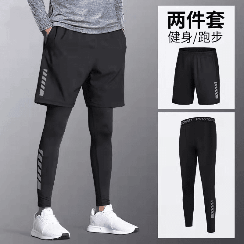 紧身裤男速干高弹健身房短裤运动套装跑步服篮球压缩训练衣服打底