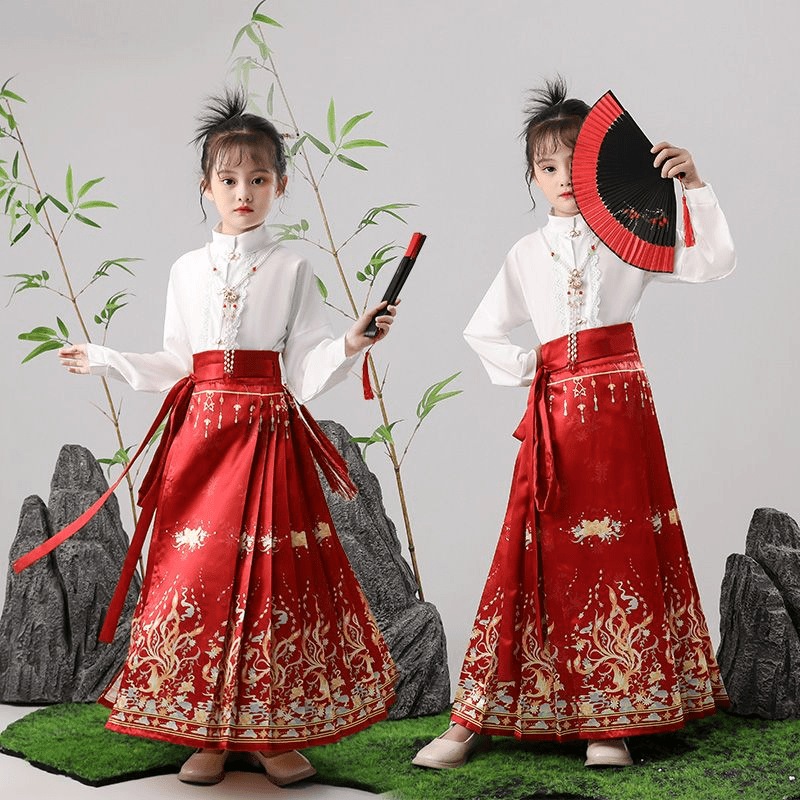 马面裙女童套装冬季2023新款秋季国风儿童汉服秋冬大童连衣裙冬款