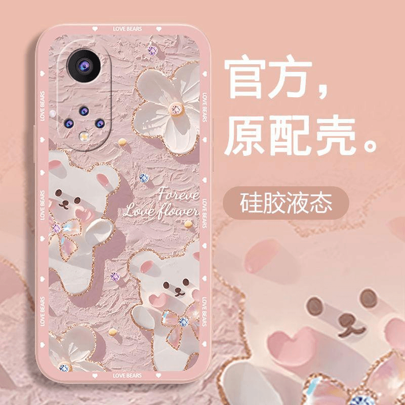 适用于华为nova9pro手机壳HUAWEINOVA9PRO粉色小熊小众女防摔软壳