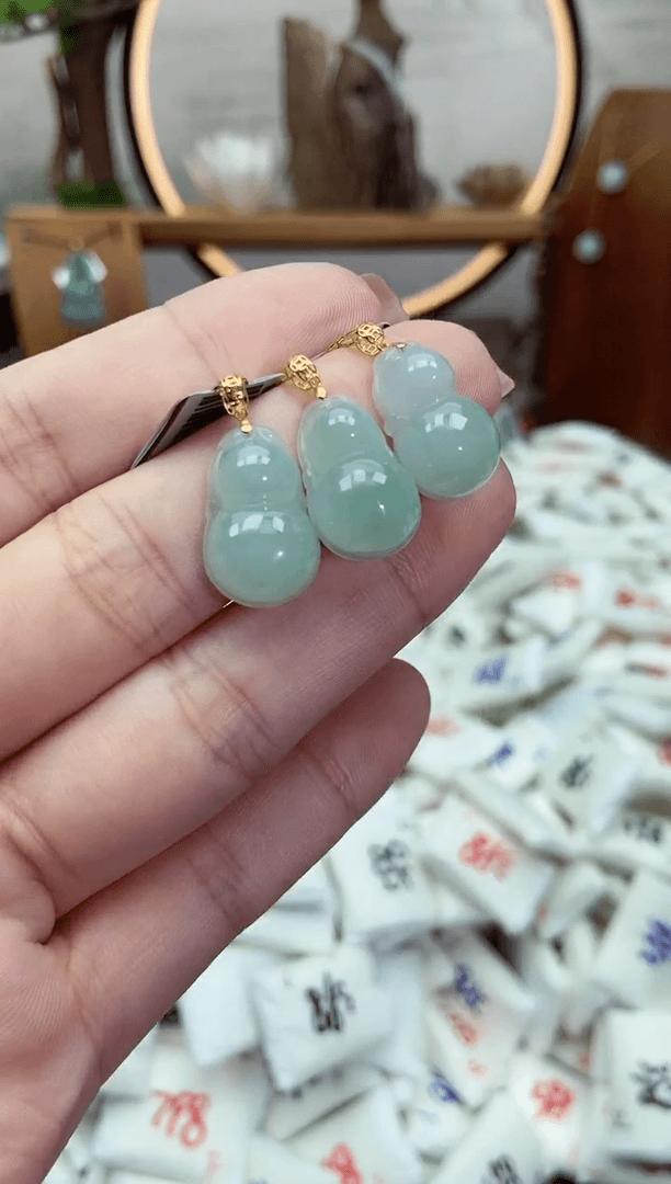 【闪购商品】翡翠挂件18K金镶嵌葫芦多样性发一件@@CMT1612-3