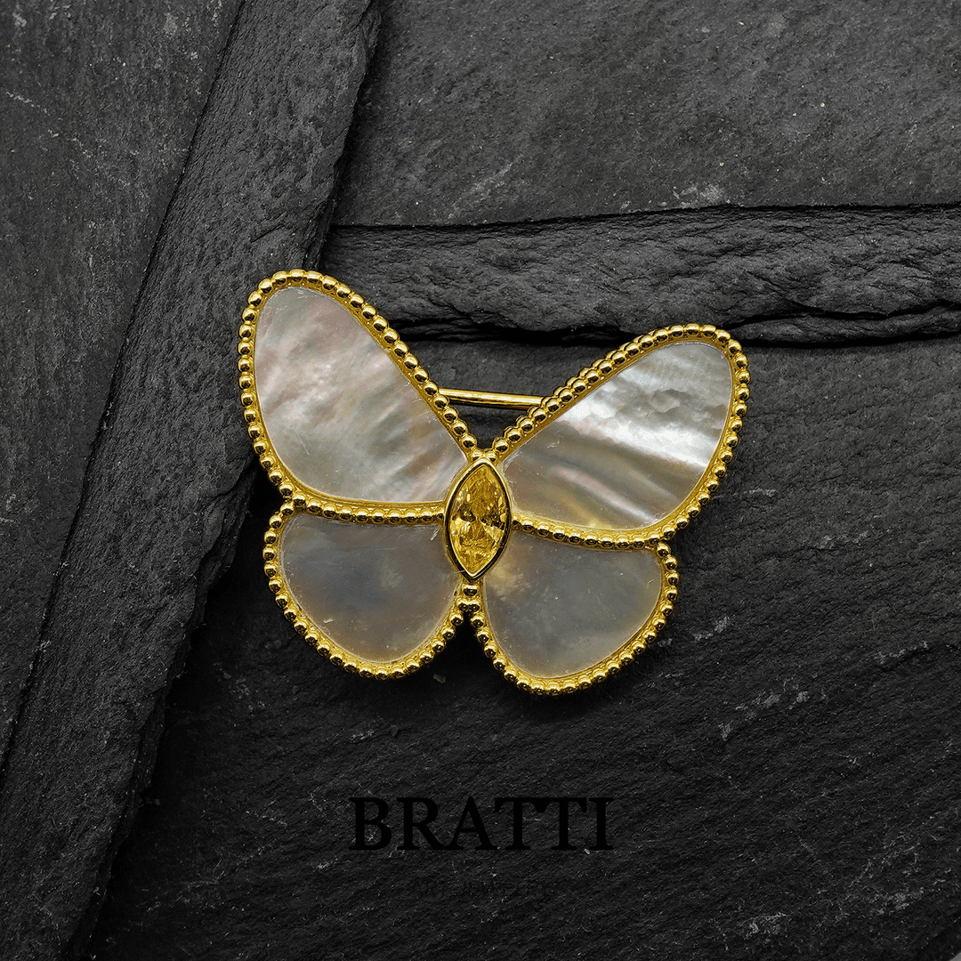 Bratti珠宝天然白贝母胸针-TX101