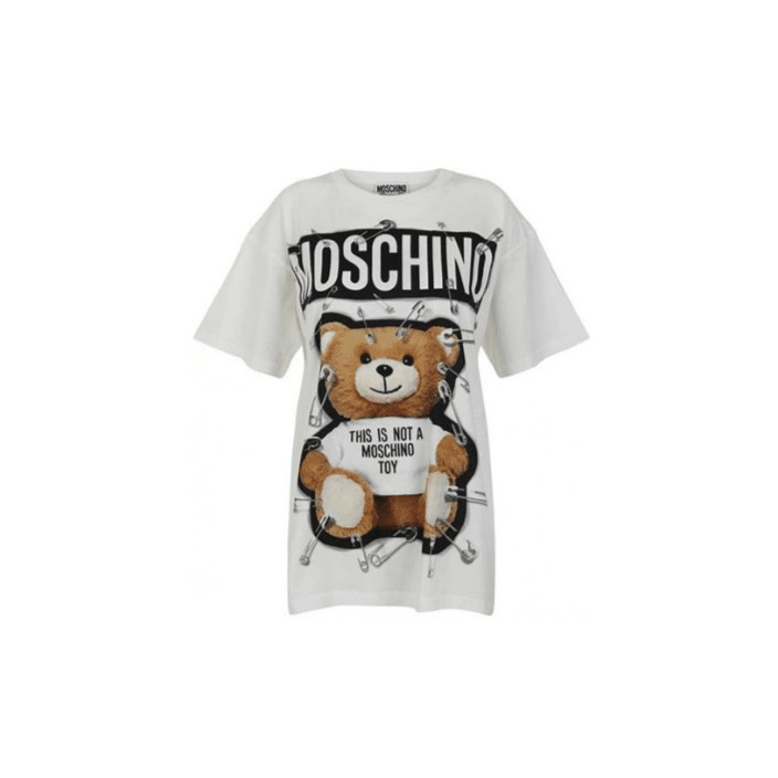 全新未使用  小花汤汤/TP023073/MOSCHINO别针小熊字母T恤 白色