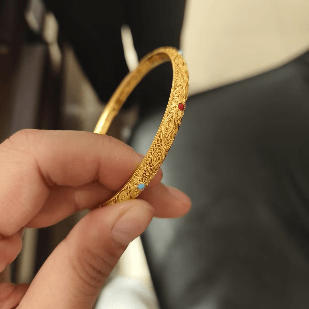 聚潮饰足金古法手镯