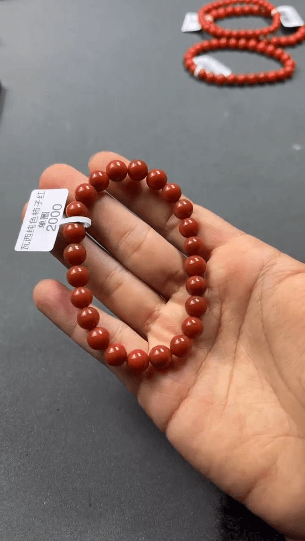 【闪购商品】南红玛瑙手串未镶嵌原矿无优化瓦西柿子红7M单圈