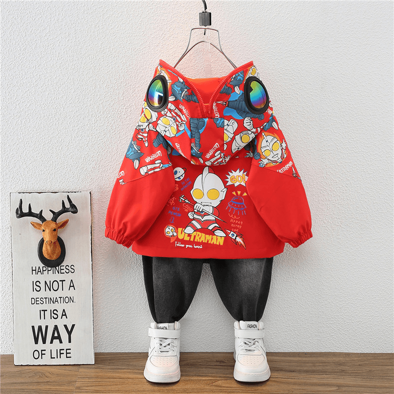 儿童奥特曼外套春秋款2023新款宝宝休闲帅气上衣男宝宝洋气拉链衫
