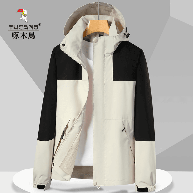 【可拆卸帽】啄木鸟男女同款休闲户外登山服2023秋新款季冲锋夹克衫