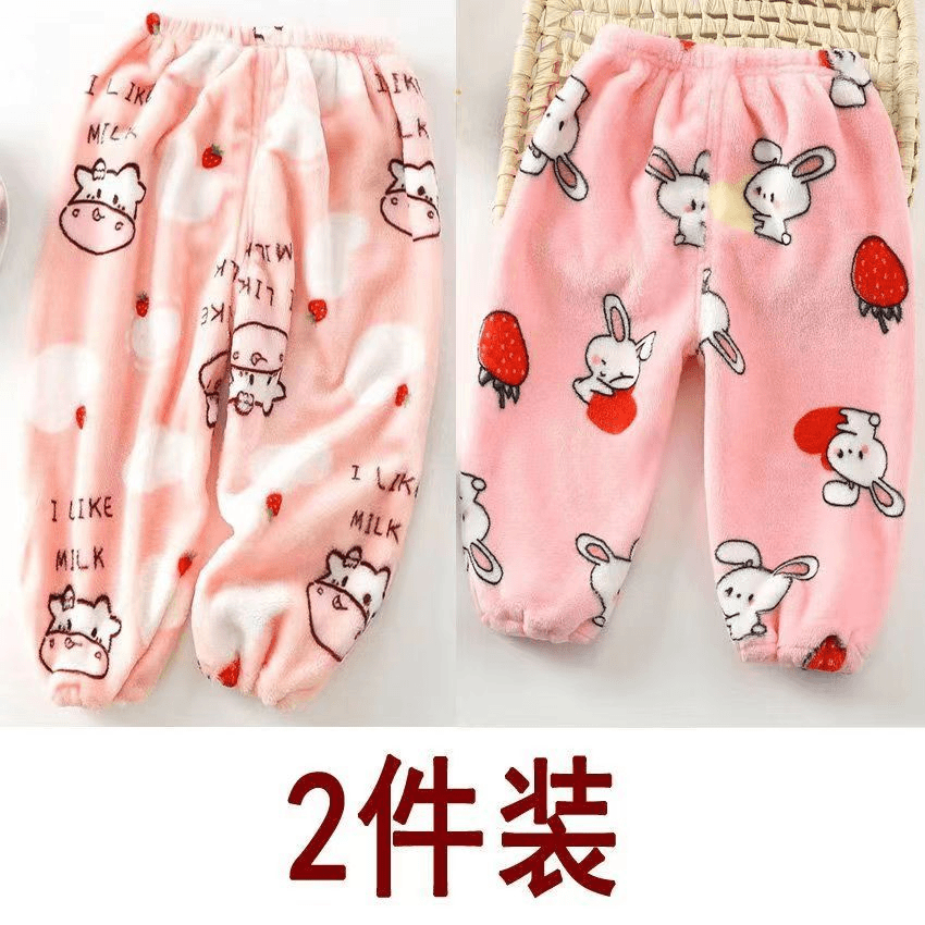 儿童罩裤冬季暖暖裤珊瑚绒加厚保暖宽松幼儿裤1-2岁小孩外穿睡WH