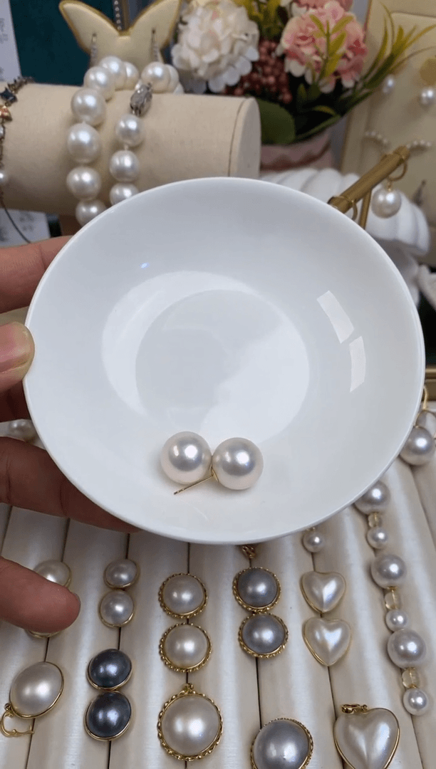 【闪购商品】淡水珍珠耳饰18K金镶嵌13-14